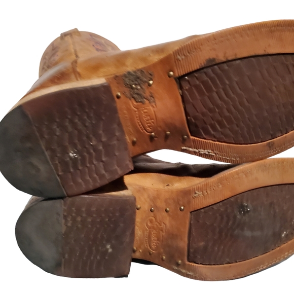 Justin Brown Leather Square-Toe Cowboy Western Boots Men's Size 9D, Made In USA - Picture 11 of 12